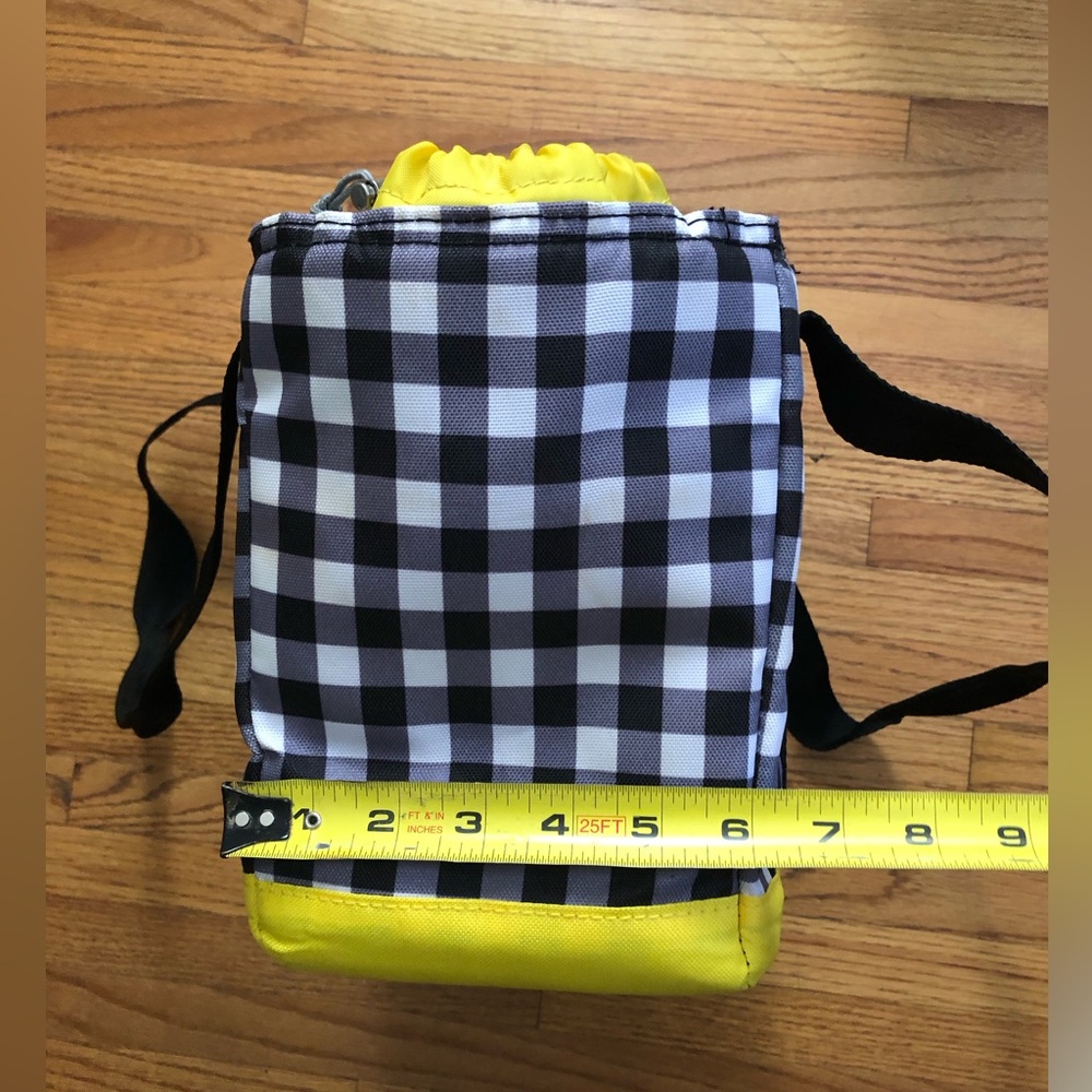 Black & White Gingham Picnic Tote with Yellow Trim - Picture 7 of 12